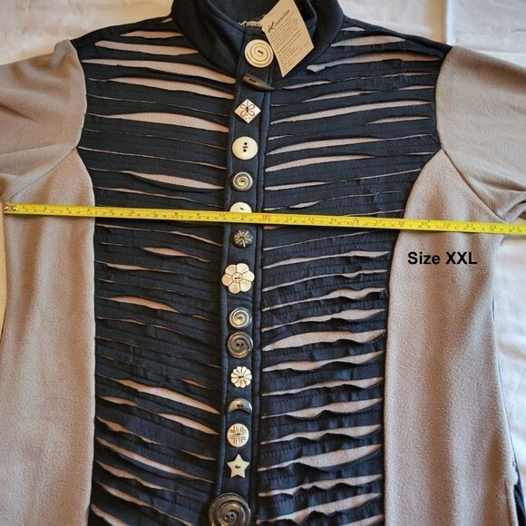 COTTON Fleece Jacket Blazer Coat 𝅺Beige Grey Bone Button JACKET- NEW - Picture 10 of 12